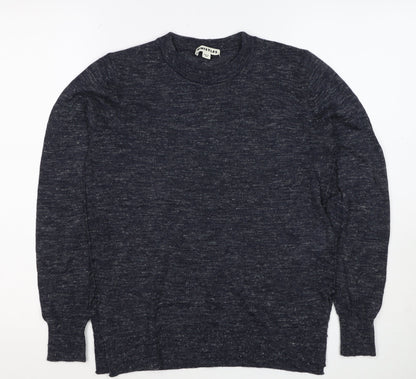 Whistles Women Black UK 12 Linen Blend Crew Neck Raglan Jumper
