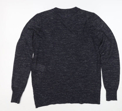 Whistles Women Black UK 12 Linen Blend Crew Neck Raglan Jumper