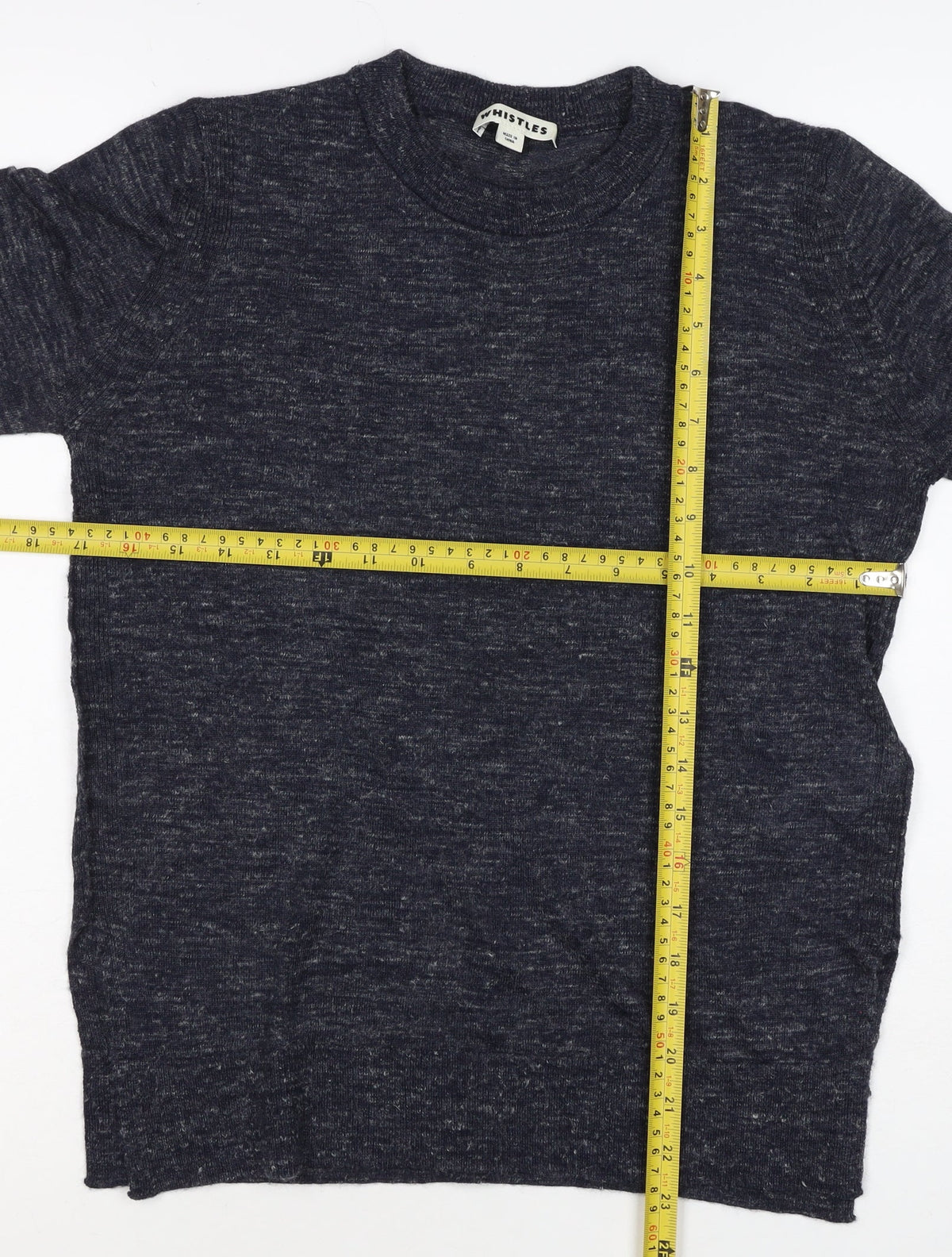 Whistles Women Black UK 12 Linen Blend Crew Neck Raglan Jumper