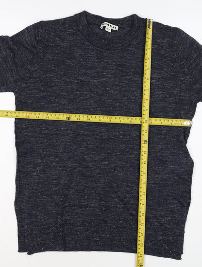 Whistles Women Black UK 12 Linen Blend Crew Neck Raglan Jumper