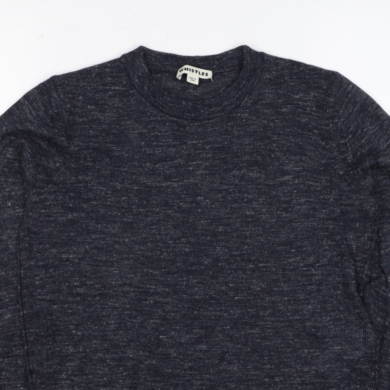 Whistles Women Black UK 12 Linen Blend Crew Neck Raglan Jumper