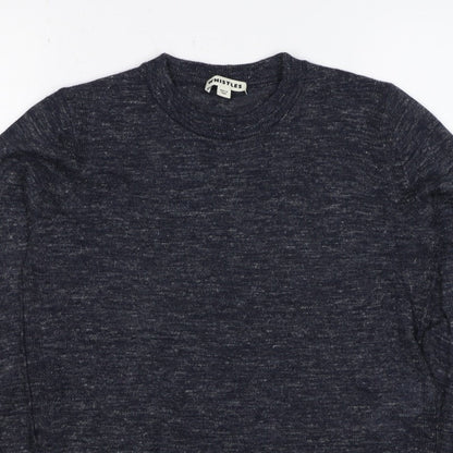 Whistles Women Black UK 12 Linen Blend Crew Neck Raglan Jumper