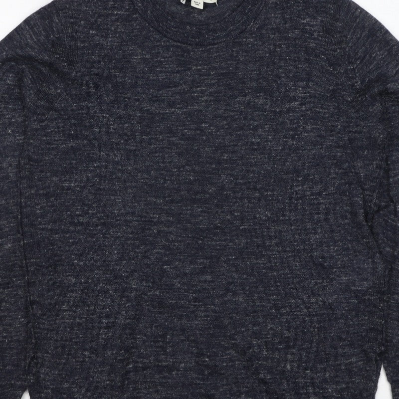 Whistles Women Black UK 12 Linen Blend Crew Neck Raglan Jumper
