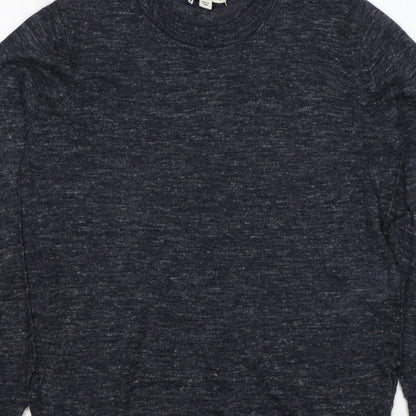 Whistles Women Black UK 12 Linen Blend Crew Neck Raglan Jumper