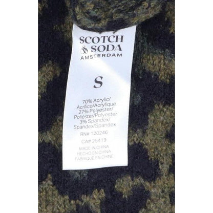 Scotch & Soda Women Green Leopard Print S Crew Neck Jumper Knit