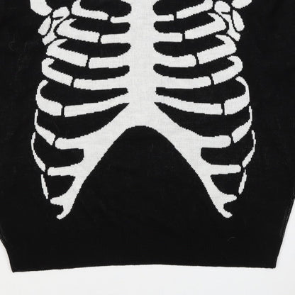 Man Avan Men’s Black M Skull Gothic Graphic Knit Crew Neck Jumper