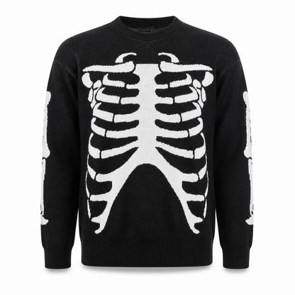 Man Avan Men’s Black M Skull Gothic Graphic Knit Crew Neck Jumper