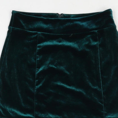 Forever 21 Women Green M Velvet Ruffle Trumpet Mini Skirt
