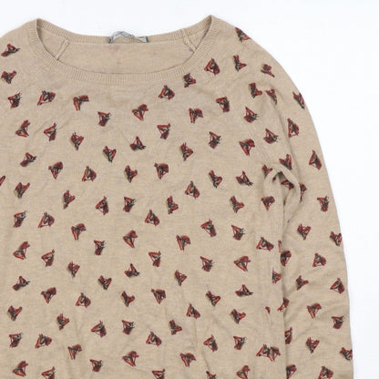 Laura Ashley Women’s Beige Horse Print Cashmere Blend Jumper UK 12