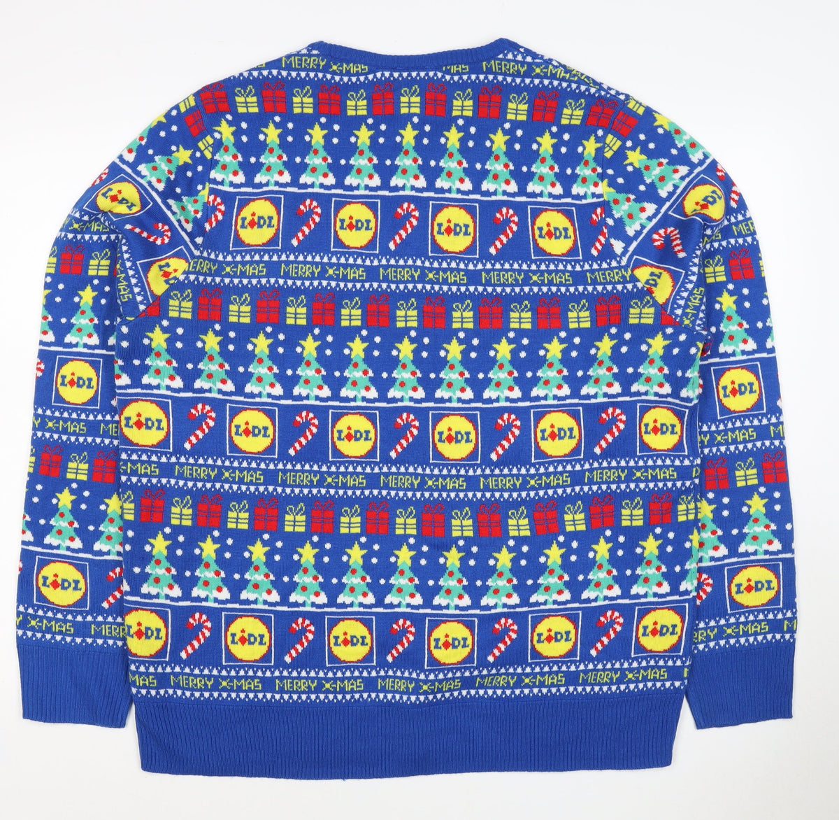 Livergy Men Blue L Lidl Christmas Graphic Knit Pullover Jumper