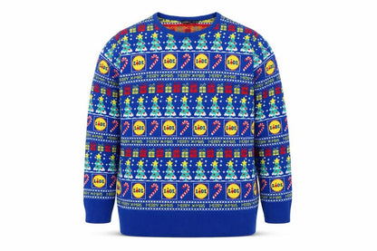Livergy Men Blue L Lidl Christmas Graphic Knit Pullover Jumper