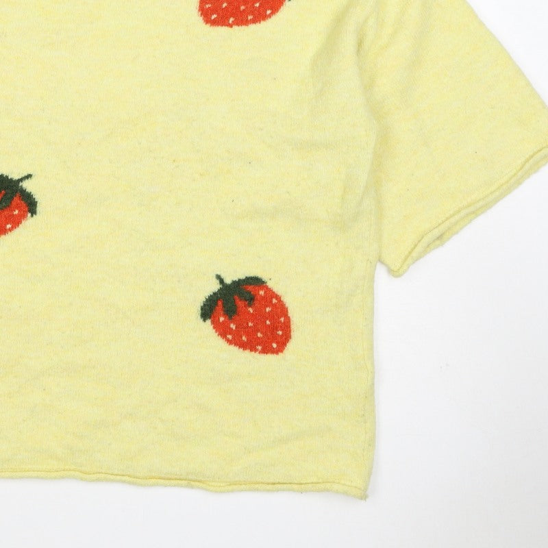 Next Women Yellow Strawberry Mohair Blend Short Sleeve Jumper UK 16 L