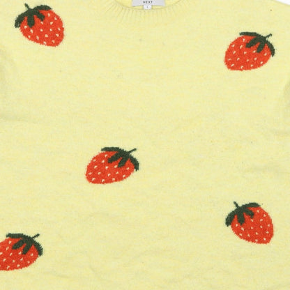Next Women Yellow Strawberry Mohair Blend Short Sleeve Jumper UK 16 L