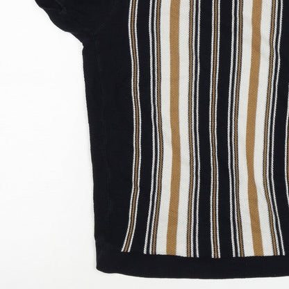 River Island Men’s Black M Striped Knit Crew Neck Short Sleeve T-Shirt