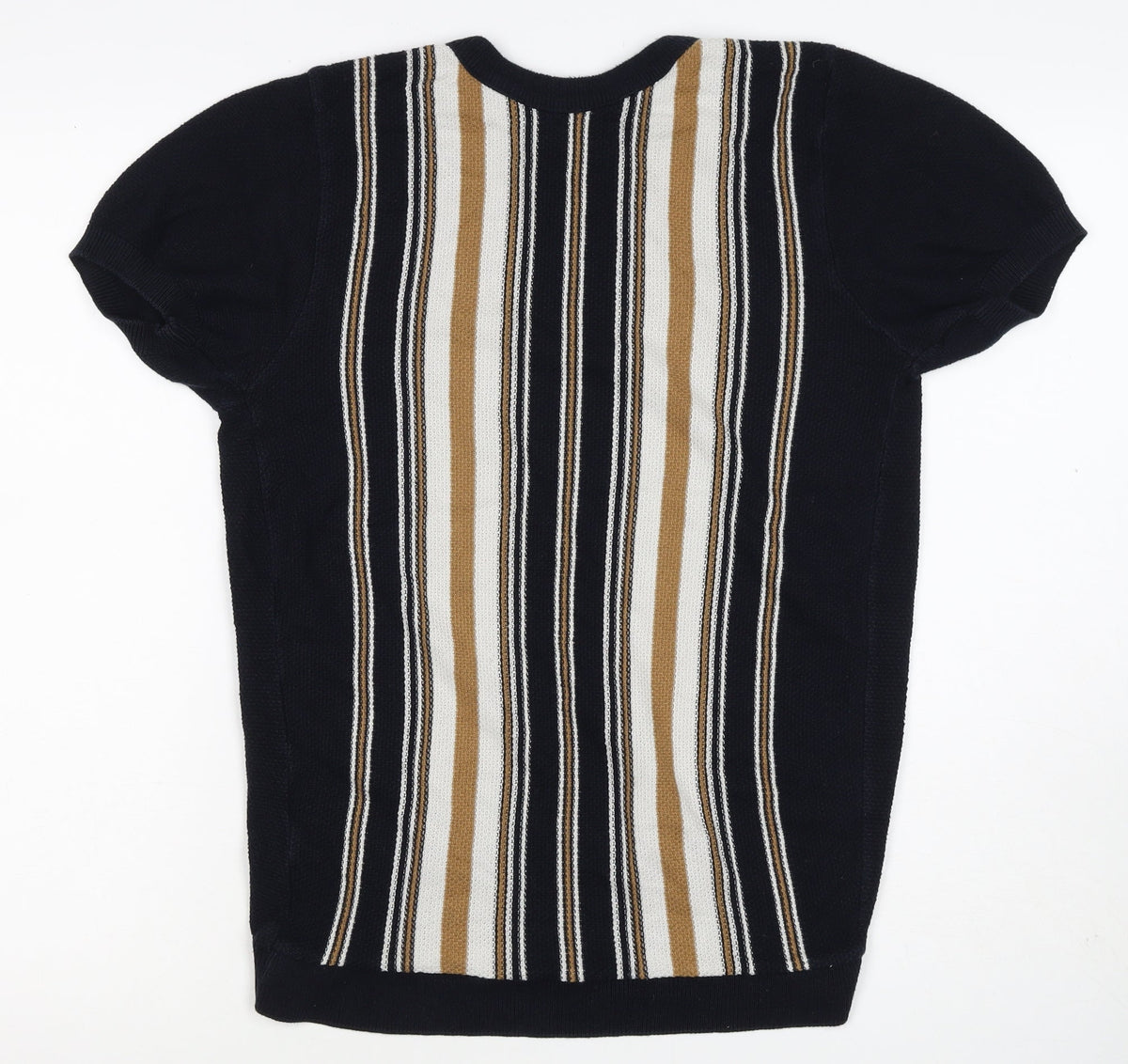 River Island Men’s Black M Striped Knit Crew Neck Short Sleeve T-Shirt