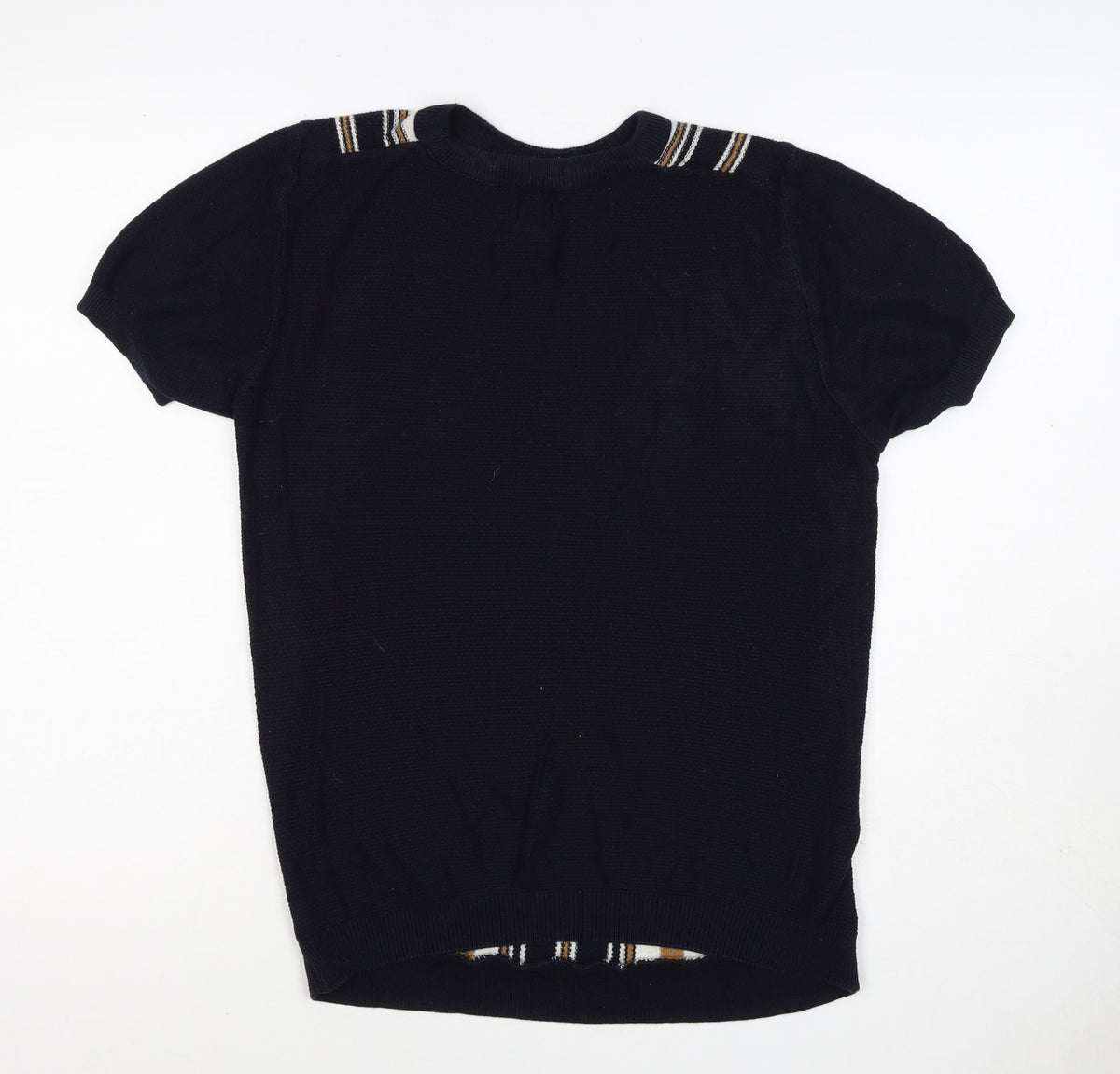 River Island Men’s Black M Striped Knit Crew Neck Short Sleeve T-Shirt