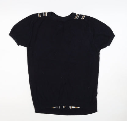 River Island Men’s Black M Striped Knit Crew Neck Short Sleeve T-Shirt
