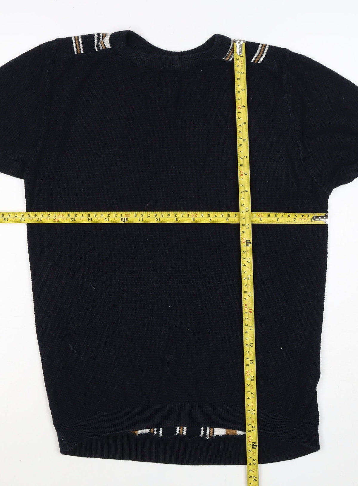 River Island Men’s Black M Striped Knit Crew Neck Short Sleeve T-Shirt