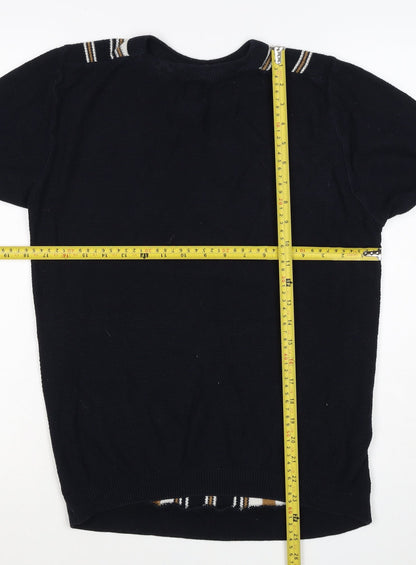 River Island Men’s Black M Striped Knit Crew Neck Short Sleeve T-Shirt