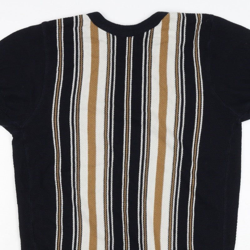 River Island Men’s Black M Striped Knit Crew Neck Short Sleeve T-Shirt