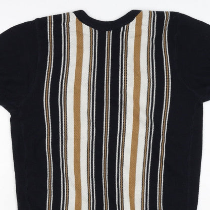 River Island Men’s Black M Striped Knit Crew Neck Short Sleeve T-Shirt