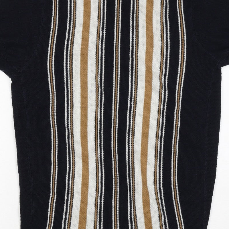 River Island Men’s Black M Striped Knit Crew Neck Short Sleeve T-Shirt