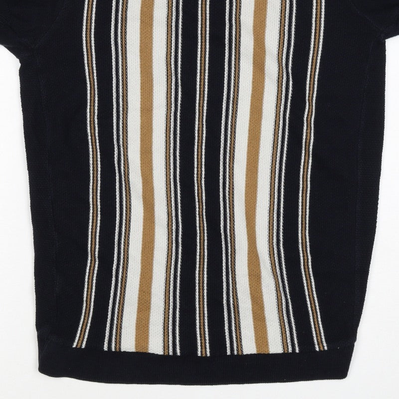 River Island Men’s Black M Striped Knit Crew Neck Short Sleeve T-Shirt