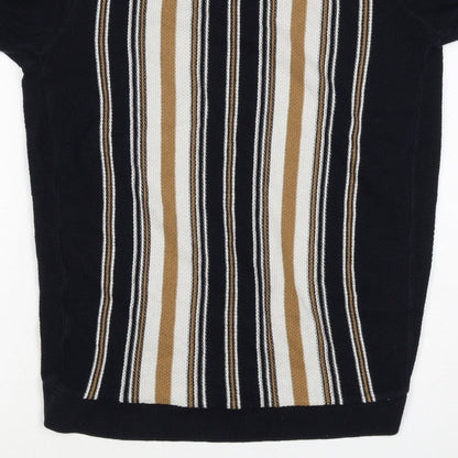River Island Men’s Black M Striped Knit Crew Neck Short Sleeve T-Shirt
