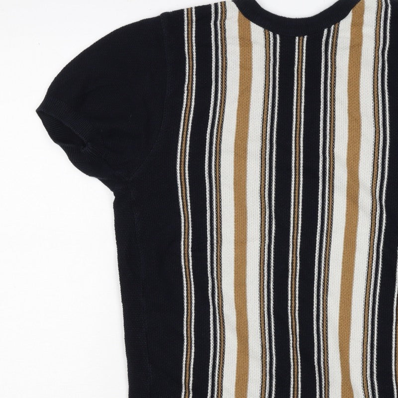 River Island Men’s Black M Striped Knit Crew Neck Short Sleeve T-Shirt