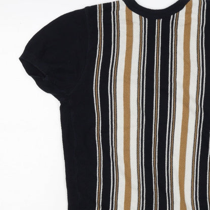 River Island Men’s Black M Striped Knit Crew Neck Short Sleeve T-Shirt