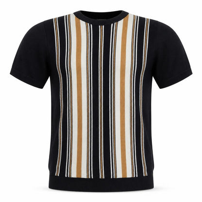 River Island Men’s Black M Striped Knit Crew Neck Short Sleeve T-Shirt