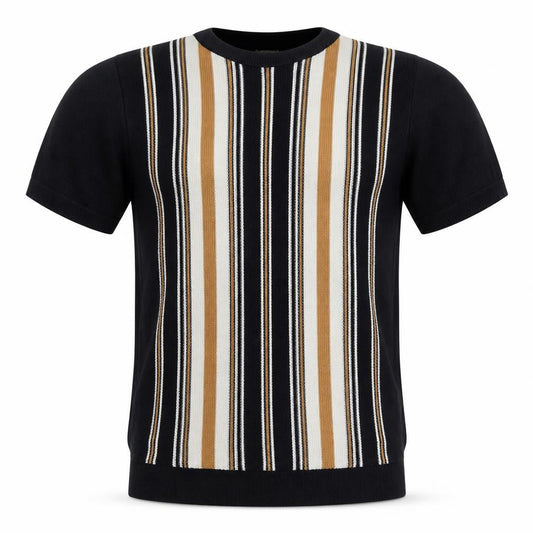 River Island Men’s Black M Striped Knit Crew Neck Short Sleeve T-Shirt