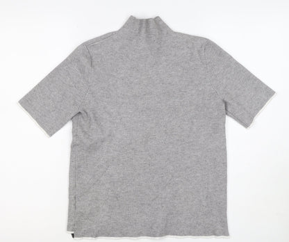 Zara Women Grey High Neck Short Sleeve Knit Tunic Jumper UK 12