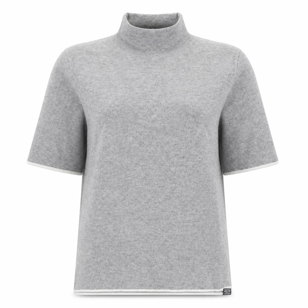 Zara Women Grey High Neck Short Sleeve Knit Tunic Jumper UK 12
