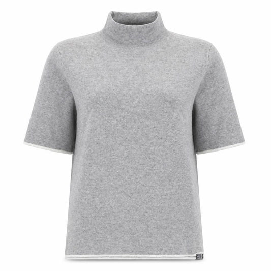 Zara Women Grey High Neck Short Sleeve Knit Tunic Jumper UK 12