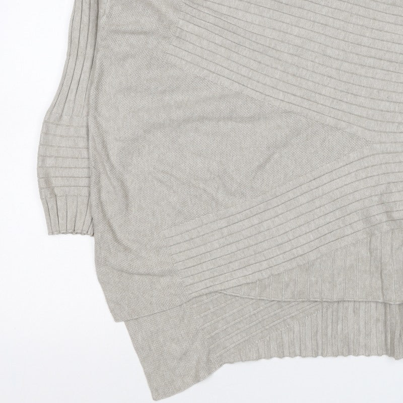 Apricot Women Grey UK 14 Batwing High Neck Ribbed Knit Pullover Jumper
