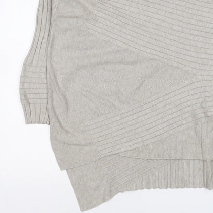 Apricot Women Grey UK 14 Batwing High Neck Ribbed Knit Pullover Jumper
