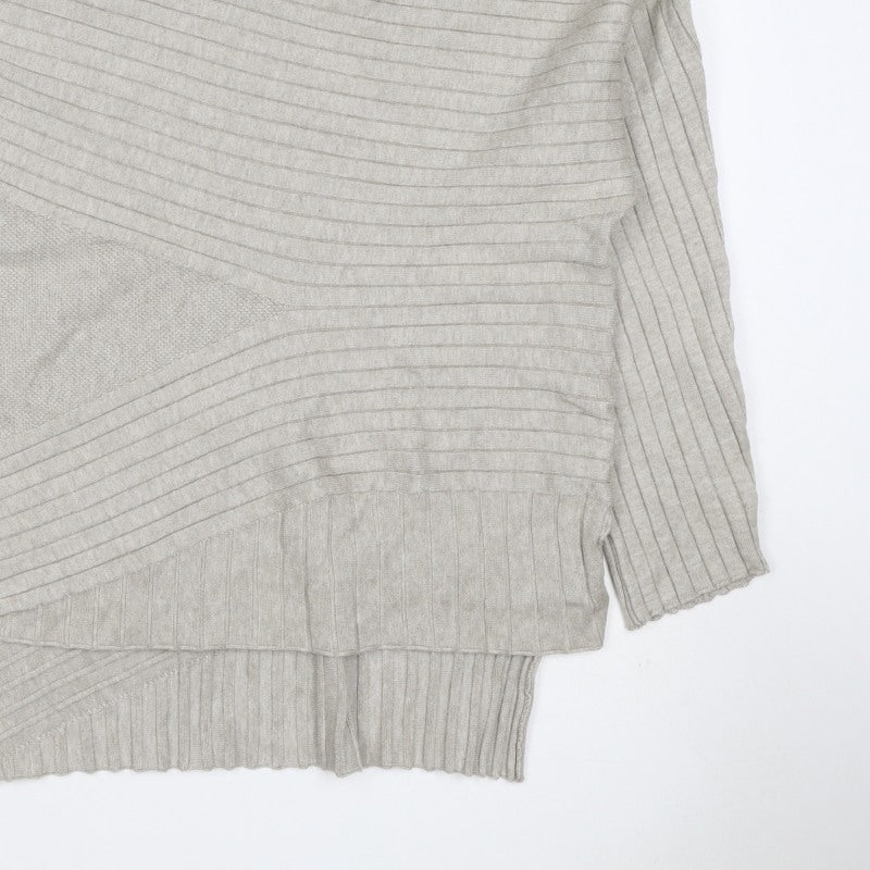 Apricot Women Grey UK 14 Batwing High Neck Ribbed Knit Pullover Jumper