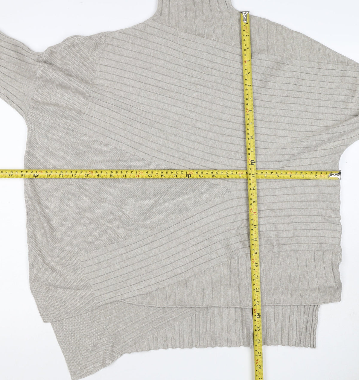 Apricot Women Grey UK 14 Batwing High Neck Ribbed Knit Pullover Jumper
