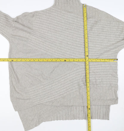 Apricot Women Grey UK 14 Batwing High Neck Ribbed Knit Pullover Jumper