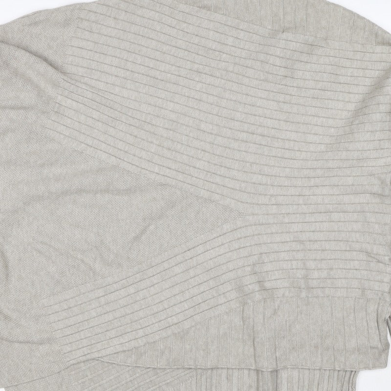 Apricot Women Grey UK 14 Batwing High Neck Ribbed Knit Pullover Jumper
