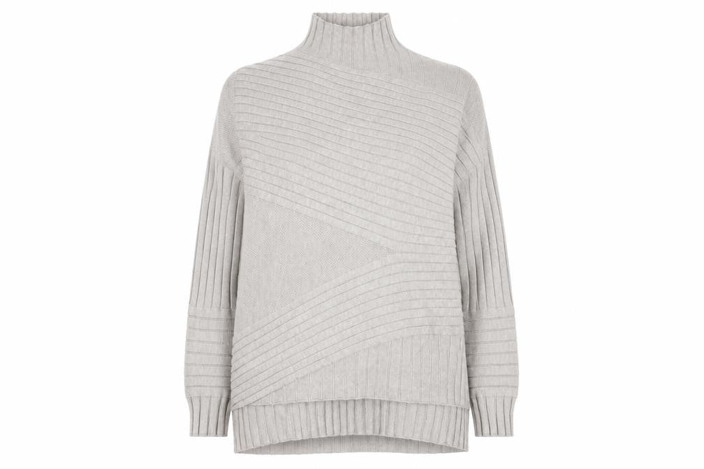 Apricot Women Grey UK 14 Batwing High Neck Ribbed Knit Pullover Jumper