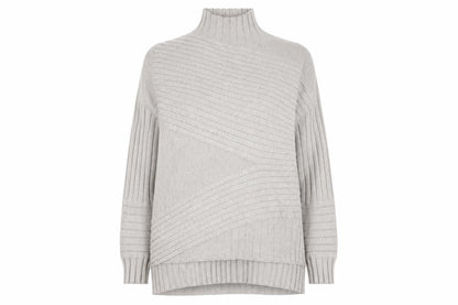 Apricot Women Grey UK 14 Batwing High Neck Ribbed Knit Pullover Jumper