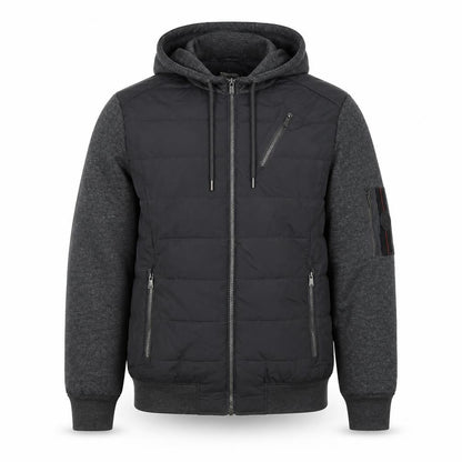 Firetrap Men’s Black Grey Hooded Padded Bomber Jacket Size L