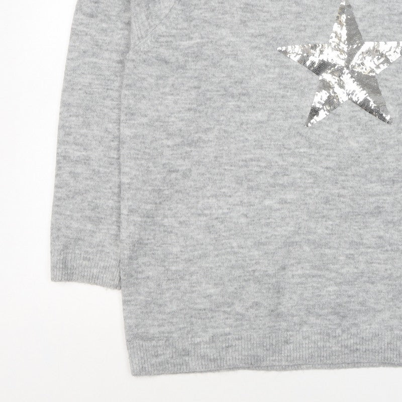 Bonmarché Women’s Grey Sequin Star Knit Jumper Size 20