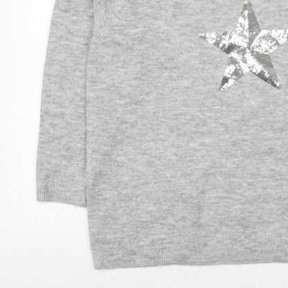Bonmarché Women’s Grey Sequin Star Knit Jumper Size 20