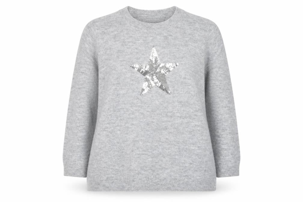 Bonmarché Women’s Grey Sequin Star Knit Jumper Size 20