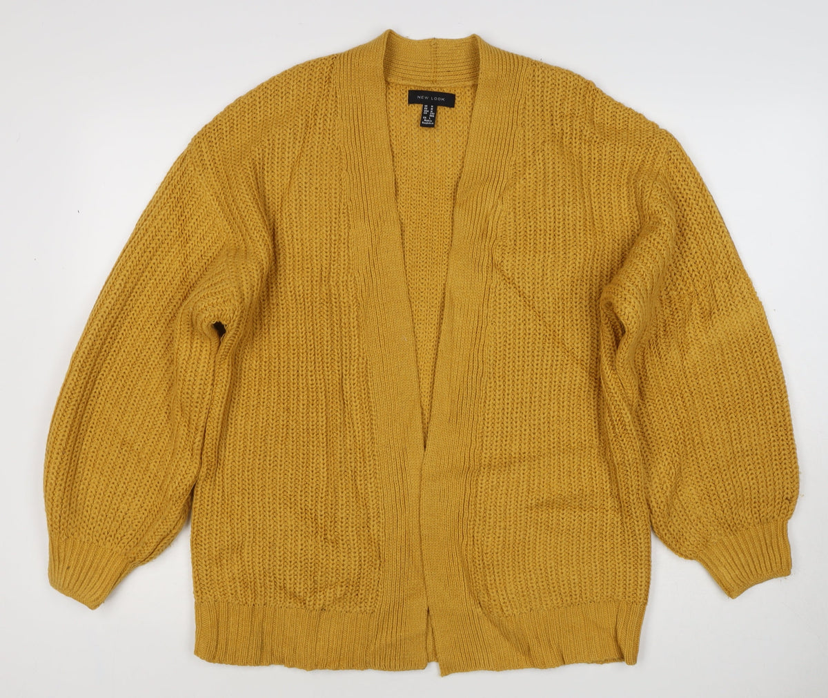 New Look Women Yellow M Chunky Knit Open Balloon Sleeve Cardigan