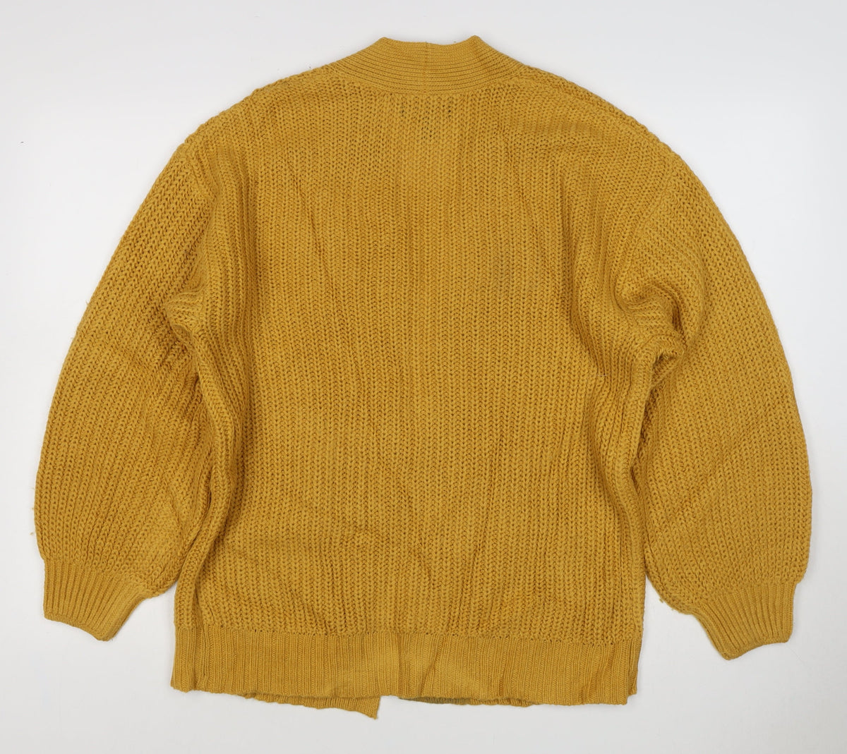 New Look Women Yellow M Chunky Knit Open Balloon Sleeve Cardigan