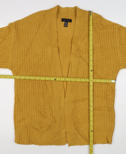 New Look Women Yellow M Chunky Knit Open Balloon Sleeve Cardigan